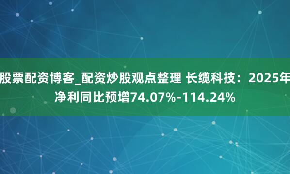 股票配资博客_配资炒股观点整理 长缆科技：2025年净利同比预增74.07%-114.24%